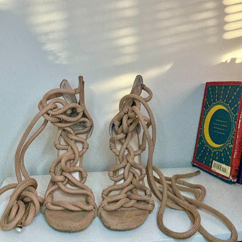 Steve Madden Tan Strappy Lace-Up Heels